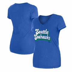 Seattle Seahawks New Era Women's Enzyme Wash Low V-Neck T-Shirt Royal