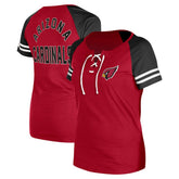 Arizona Cardinals New Era Women's Lace-Up Raglan T-Shirt Cardinal