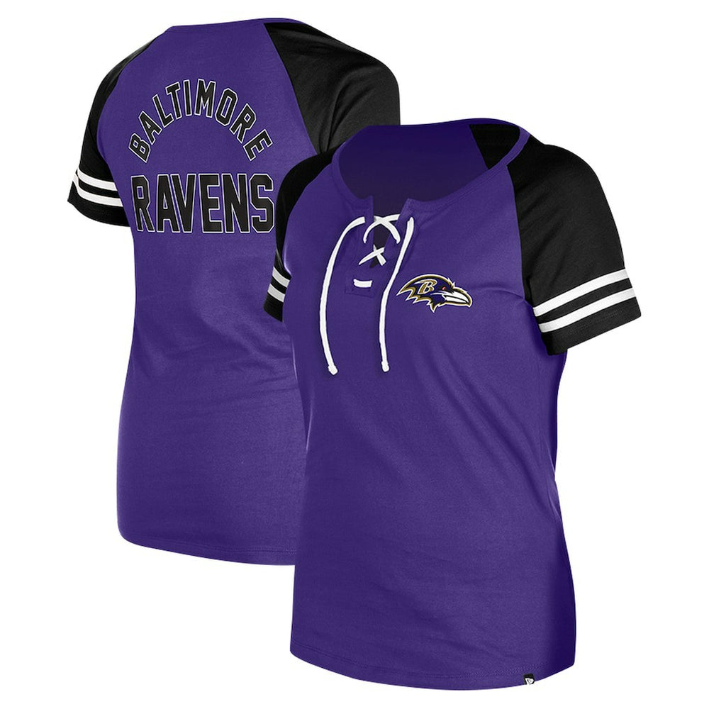 Baltimore Ravens New Era Women's Lace-Up Raglan T-Shirt Purple