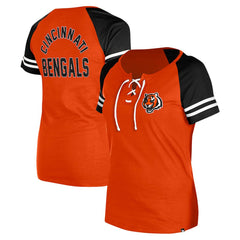 Cincinnati Bengals New Era Women's Lace-Up Raglan T-Shirt Orange