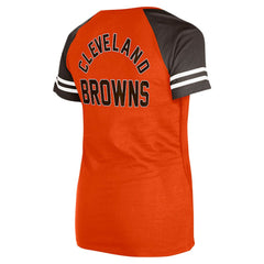 Cleveland Browns New Era Women's Throwback Lace-Up Raglan T-Shirt Orange