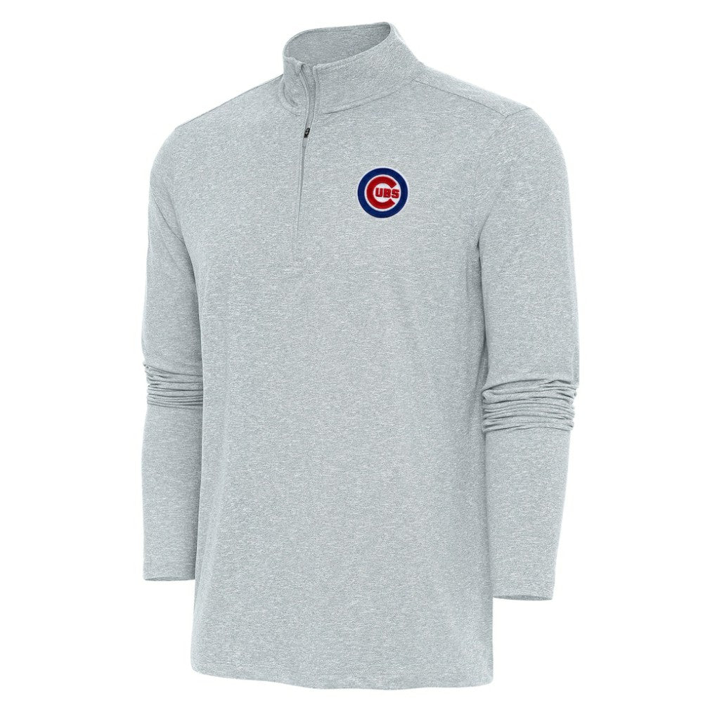 Chicago Cubs Antigua Hunk Quarter-Zip Pullover Top - Heather Gray - MLB Lifestyle