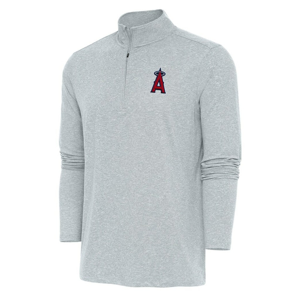 Los Angeles Angels Antigua Hunk Quarter-Zip Pullover Top - Heather Gray - MLB Sale
