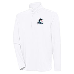 Miami Marlins Antigua Hunk Quarter-Zip Pullover Top - White - MLB Sale