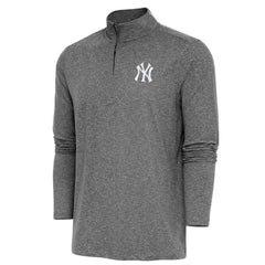 New York Yankees Antigua Hunk Quarter-Zip Pullover Top - Heather Black - MLB Sale