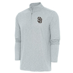 San Diego Padres Antigua Hunk Quarter-Zip Pullover Top - Heather Gray - MLB on Sale