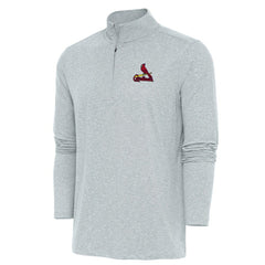 St. Louis Cardinals Antigua Hunk Quarter-Zip Pullover Top - Heather Gray - MLB Lifestyle