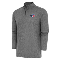 Toronto Blue Jays Antigua Hunk Quarter-Zip Pullover Top - Heather Black - MLB Sale