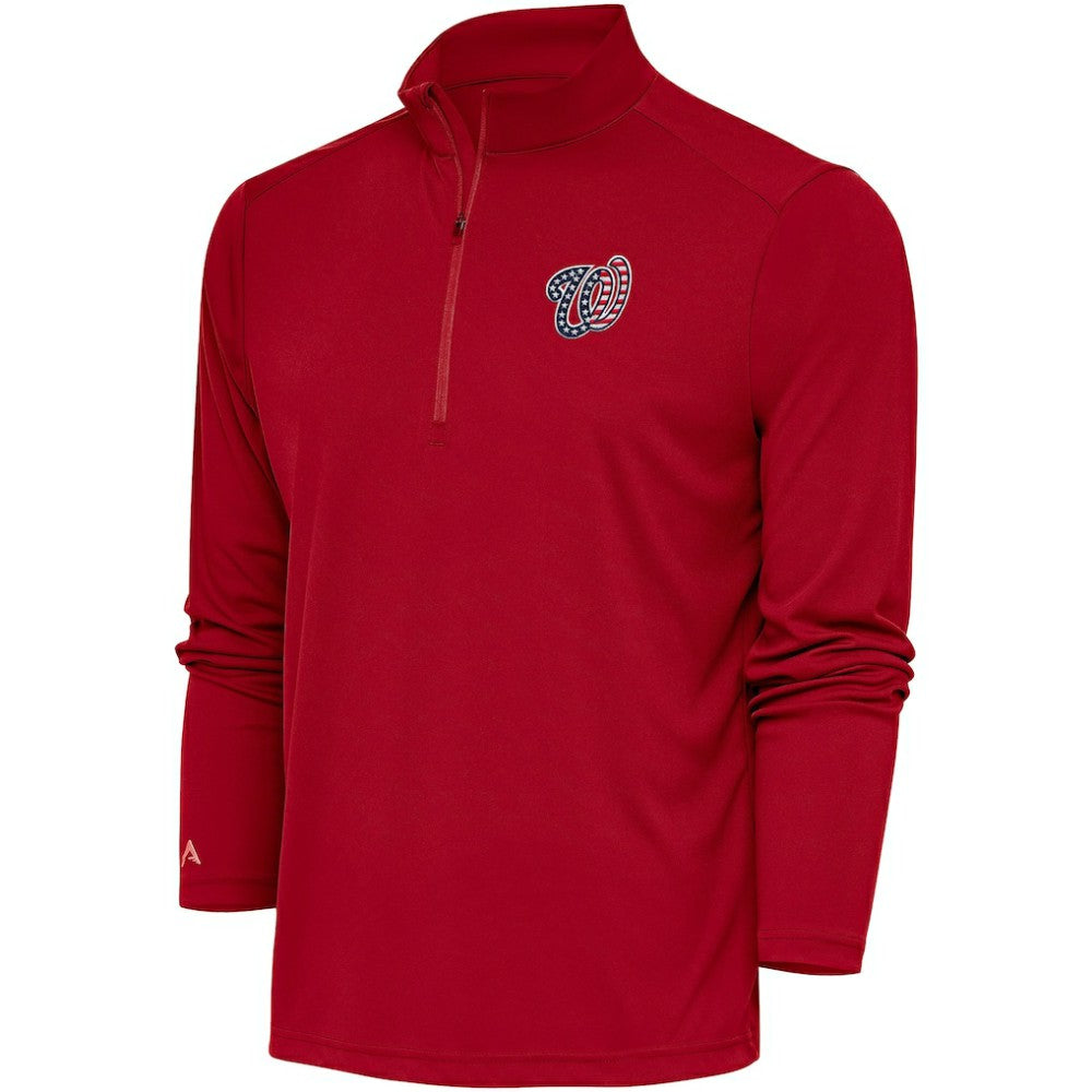 Washington Nationals Antigua Patriotic Tribute Quarter-Zip Pullover Top - Red - MLB Discount