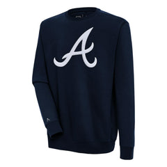 Atlanta Braves Antigua Victory Crewneck Chenille Pullover Sweatshirt - Navy - MLB Lifestyle