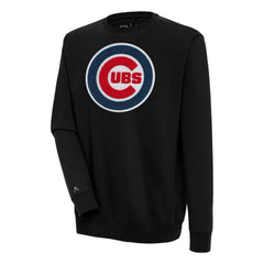 Chicago Cubs Antigua Victory Crewneck Chenille Pullover Sweatshirt - Black - MLB Discount