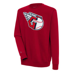 Cleveland Guardians Antigua Victory Crewneck Chenille Pullover Sweatshirt - Red - MLB Sale