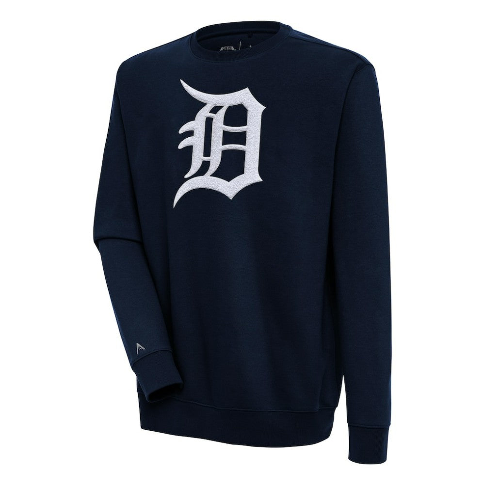 Detroit Tigers Antigua Victory Crewneck Chenille Pullover Sweatshirt - Navy - MLB Sale