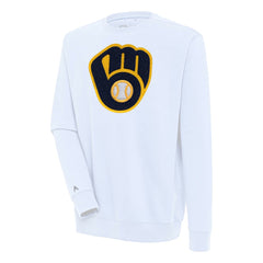 Milwaukee Brewers Antigua Victory Crewneck Chenille Pullover Sweatshirt - White - MLB Online