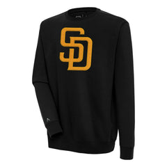 San Diego Padres Antigua Victory Crewneck Chenille Pullover Sweatshirt - Black - MLB on Sale