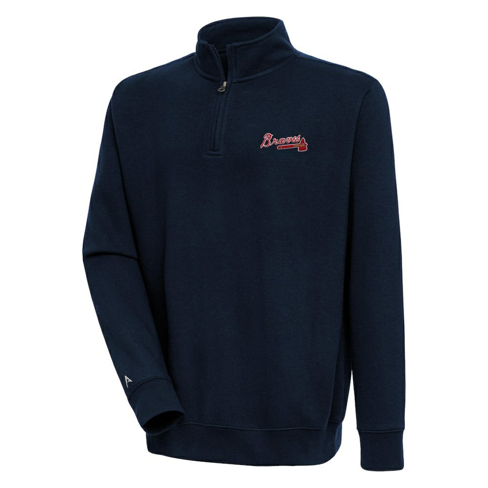 Atlanta Braves Antigua Victory Quarter-Zip Pullover Top - Navy - MLB on Sale