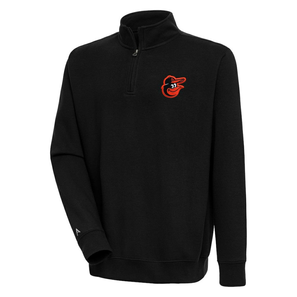 Baltimore Orioles Antigua Victory Quarter-Zip Pullover Top - Black - MLB Lifestyle