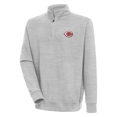 Cincinnati Reds Antigua Victory Quarter-Zip Pullover Top - Heather Gray - MLB Discount