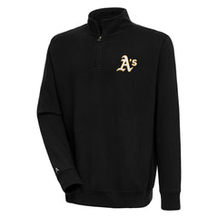 Athletics Antigua Victory Quarter-Zip Pullover Top - Black - MLB Discount