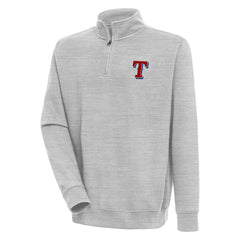 Texas Rangers Antigua Victory Quarter-Zip Pullover Top - Heather Gray - MLB Sale