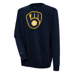 Milwaukee Brewers Antigua Victory Pullover Sweatshirt - Navy - MLB Sale