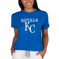 Kansas City Royals Concepts Sport Women's Tri-Blend Mainstream Terry Short Sleeve Sweatshirt Top - Royal - MLB Discount