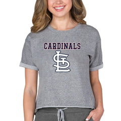 St. Louis Cardinals Concepts Sport Women's Tri-Blend Mainstream Terry Short Sleeve Sweatshirt Top - Gray - MLB Sale