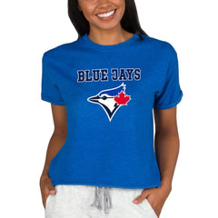 Toronto Blue Jays Concepts Sport Women's Tri-Blend Mainstream Terry Short Sleeve Sweatshirt Top - Royal - MLB on Sale