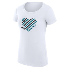 San Jose Sharks G-III 4Her by Carl Banks Women's Super-Slim Fit Lightweight Heart T-Shirt - White - NHL 200446402