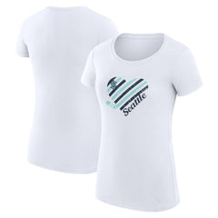 Seattle Kraken G-III 4Her by Carl Banks Women's Super-Slim Fit Lightweight Heart T-Shirt - White - NHL 200446403