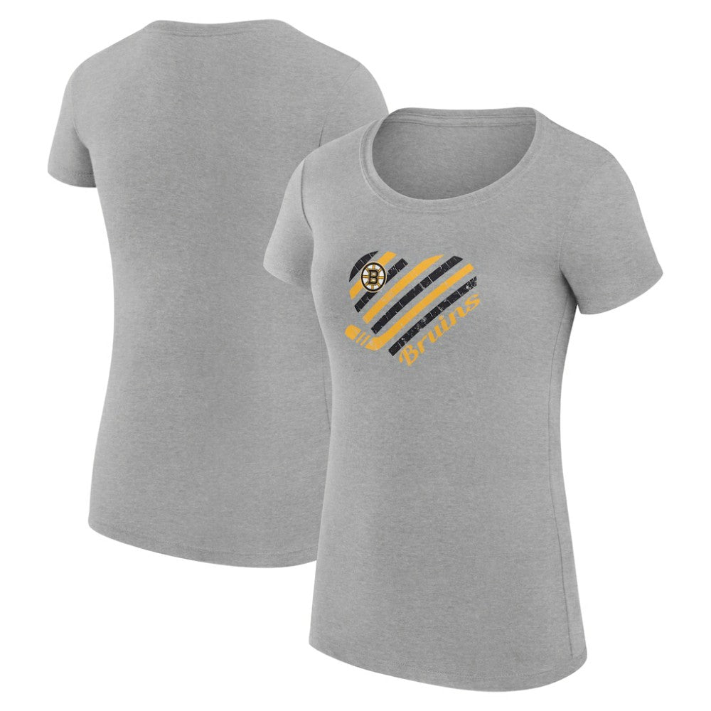 Boston Bruins G-III 4Her by Carl Banks Women's Super-Slim Fit Lightweight Heart T-Shirt - Heather Gray - NHL 200446424