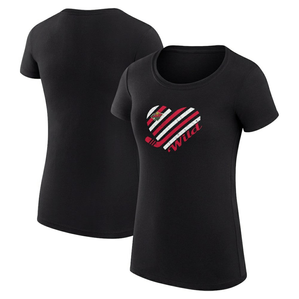 Minnesota Wild G-III 4Her by Carl Banks Women's Super-Slim Fit Lightweight Heart T-Shirt - Black - NHL 200446463