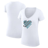 San Jose Sharks G-III 4Her by Carl Banks Women's Super-Slim Fit Lightweight Heart V-Neck T-Shirt - White - NHL 200446580