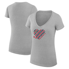 Florida Panthers G-III 4Her by Carl Banks Women's Super-Slim Fit Lightweight Heart V-Neck T-Shirt - Heather Gray - NHL 200446600