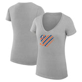 New York Islanders G-III 4Her by Carl Banks Women's Super-Slim Fit Lightweight Heart V-Neck T-Shirt - Heather Gray - NHL 200446606
