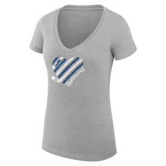 Tampa Bay Lightning G-III 4Her by Carl Banks Women's Super-Slim Fit Lightweight Heart V-Neck T-Shirt - Heather Gray - NHL 200446615