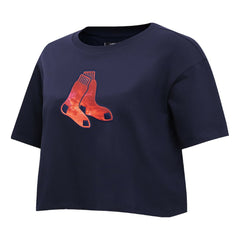 Boston Red Sox Pro Standard Women's Painted Sky Boxy Cropped T-Shirt - Navy - MLB Online