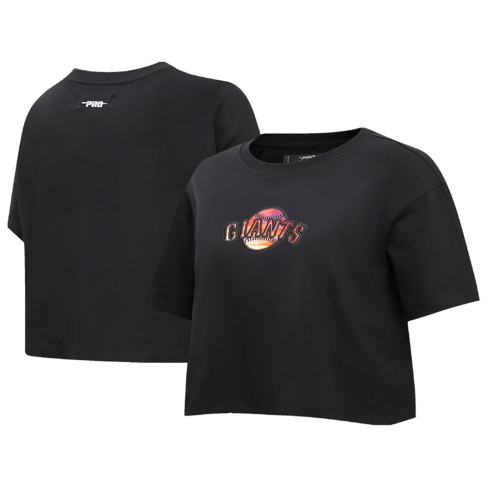 San Francisco Giants Pro Standard Women's Painted Sky Boxy Cropped T-Shirt - Black - MLB Sale