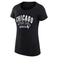 Chicago White Sox G-III 4Her by Carl Banks Women's Super-Slim Fit Lightweight Filigree Team T-Shirt - Black - MLB Sale