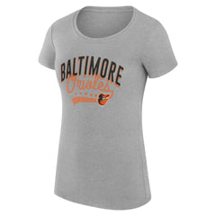 Baltimore Orioles G-III 4Her by Carl Banks Women's Super-Slim Fit Lightweight Filigree Team T-Shirt - Heather Gray - MLB Discount
