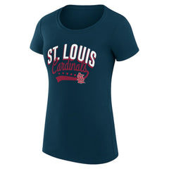 St. Louis Cardinals G-III 4Her by Carl Banks Women's Super-Slim Fit Lightweight Filigree Team T-Shirt - Navy - MLB Lifestyle