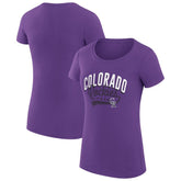 Colorado Rockies G-III 4Her by Carl Banks Women's Super-Slim Fit Lightweight Filigree Team T-Shirt - Purple - MLB on Sale