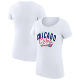 Chicago Cubs G-III 4Her by Carl Banks Women's Super-Slim Fit Lightweight Filigree Team T-Shirt - White - MLB Online