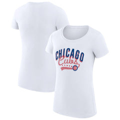 Chicago Cubs G-III 4Her by Carl Banks Women's Super-Slim Fit Lightweight Filigree Team T-Shirt - White - MLB Online