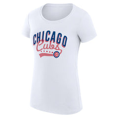 Chicago Cubs G-III 4Her by Carl Banks Women's Super-Slim Fit Lightweight Filigree Team T-Shirt - White - MLB Online