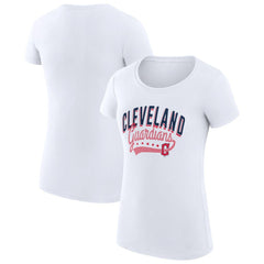 Cleveland Guardians G-III 4Her by Carl Banks Women's Super-Slim Fit Lightweight Filigree Team T-Shirt - White - MLB Discount