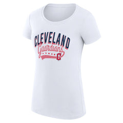 Cleveland Guardians G-III 4Her by Carl Banks Women's Super-Slim Fit Lightweight Filigree Team T-Shirt - White - MLB Discount