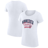 Minnesota Twins G-III 4Her by Carl Banks Women's Super-Slim Fit Lightweight Filigree Team T-Shirt - White - MLB Sale