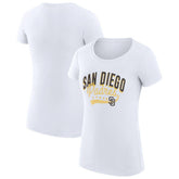 San Diego Padres G-III 4Her by Carl Banks Women's Super-Slim Fit Lightweight Filigree Team T-Shirt - White - MLB Lifestyle