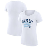 Tampa Bay Rays G-III 4Her by Carl Banks Women's Super-Slim Fit Lightweight Filigree Team T-Shirt - White - MLB Lifestyle
